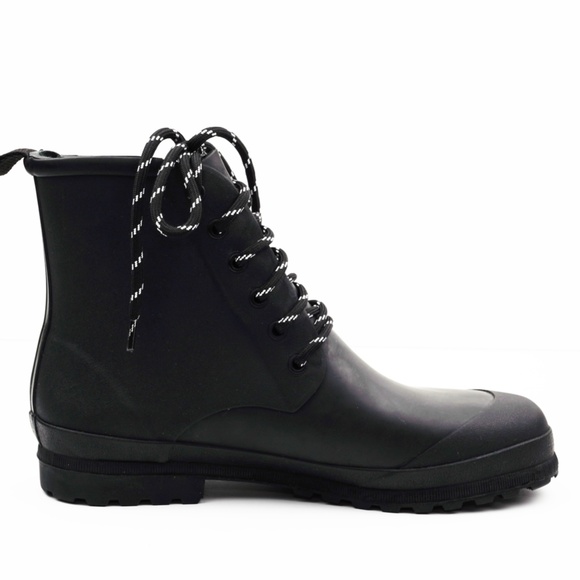 New MADEWELL The Lace-Up Lugsole Rain Boot in Black - Picture 3 of 6